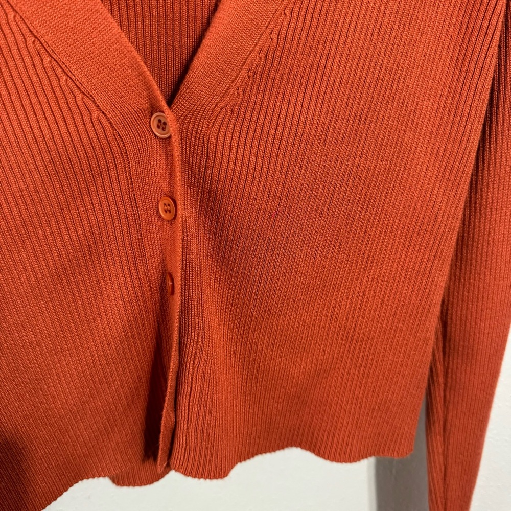 Princess Polly orange ribbed cropped cardigan small - Picture 2 of 6